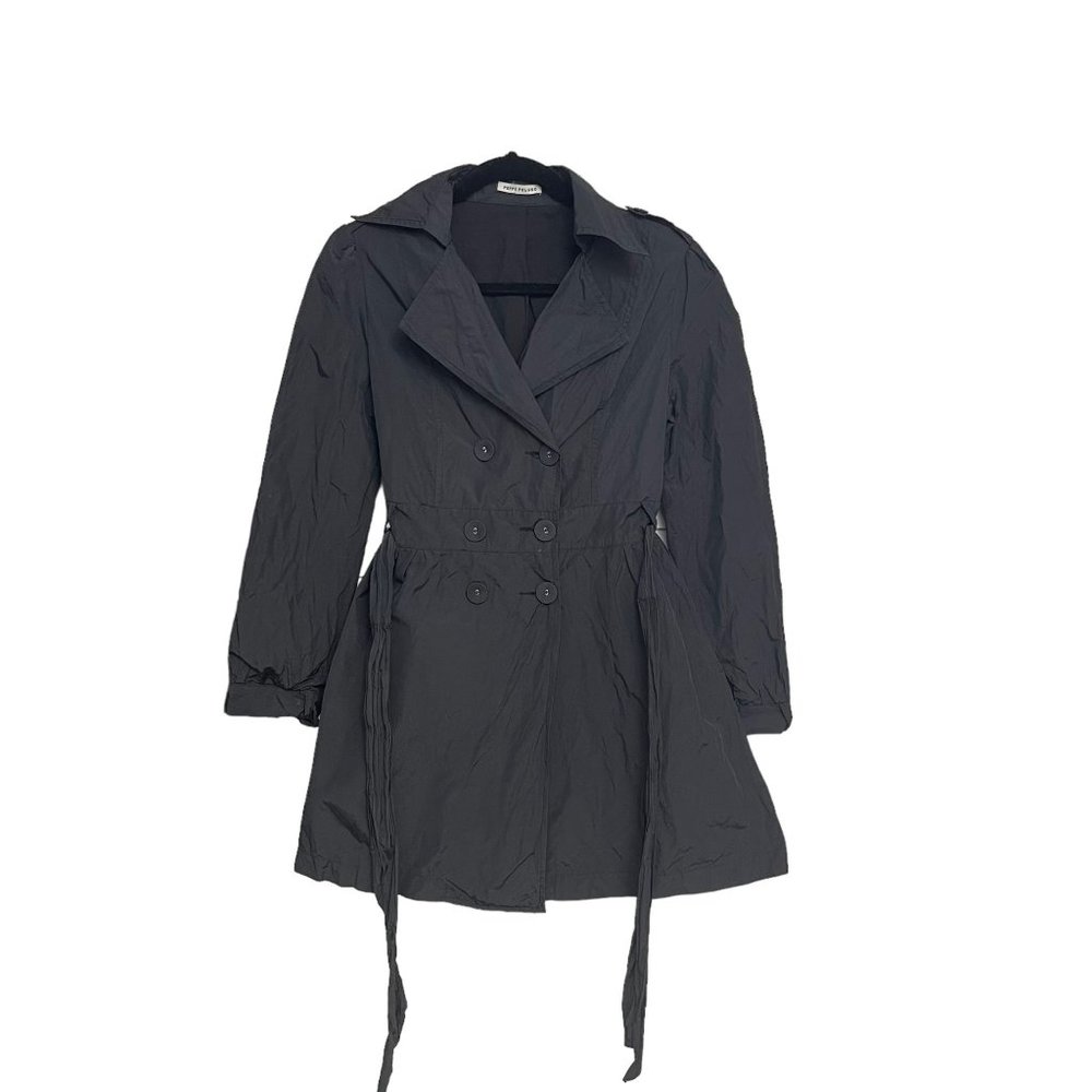 Peppe Peluso Women's Long Sleeve Black Trench Coat Size S